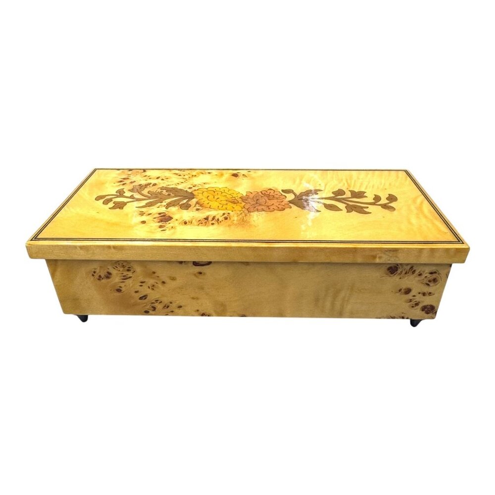Italian Artisan Shadow Of Your Smile Musical Keepsake Box Marquetry 8" READ